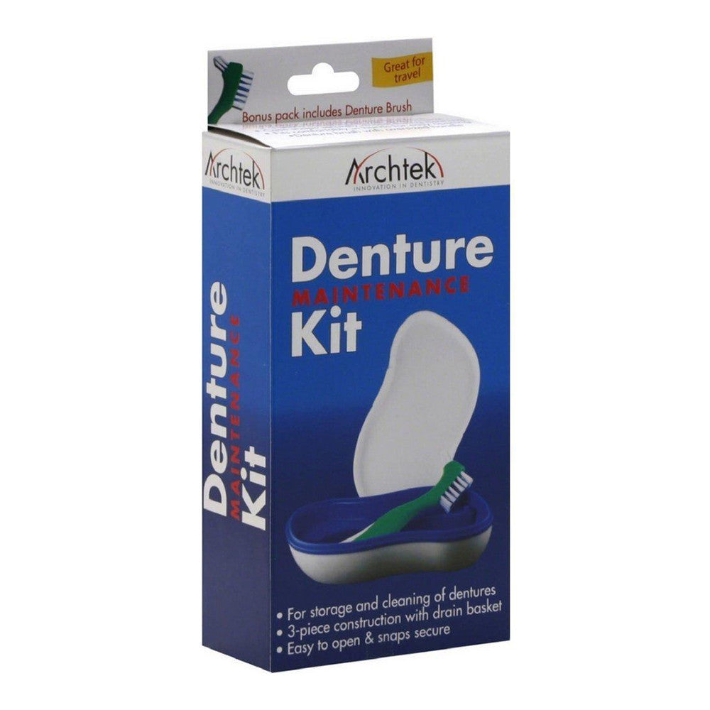 Archtek Denture Maintenance Kit With Brush, White, 1 Ea